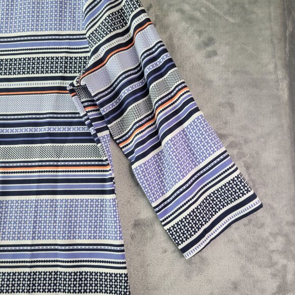 Croft & Barrow‎ Womens Blouse S Blue White Black Striped Geometric 3/4 Sleeve - Picture 3 of 11